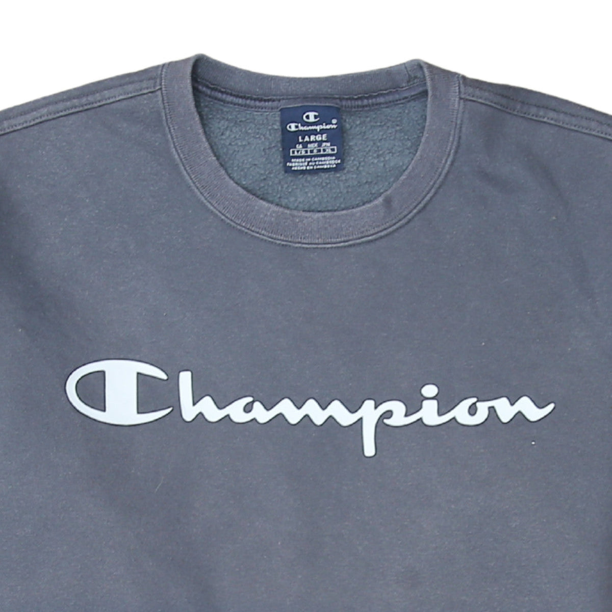 Champion Men's Grey Pullover Crew Neck Sweatshirt Size L