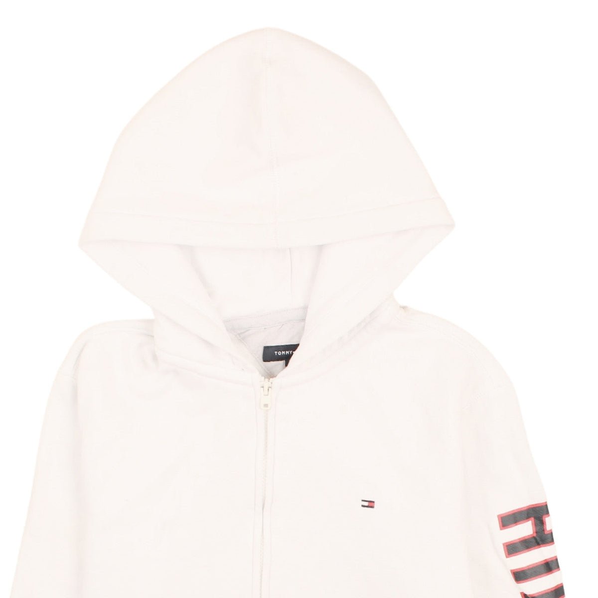 Tommy Hilfiger Men's White Full Zip Logo Hoodie Size M
