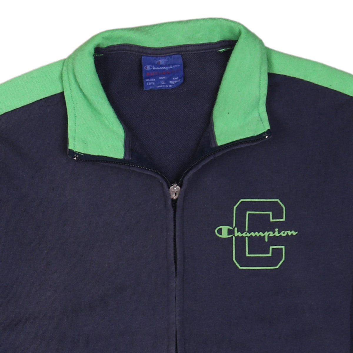 Champion Boys Navy Blue & Green XL Track Jacket Full Zip Activewear