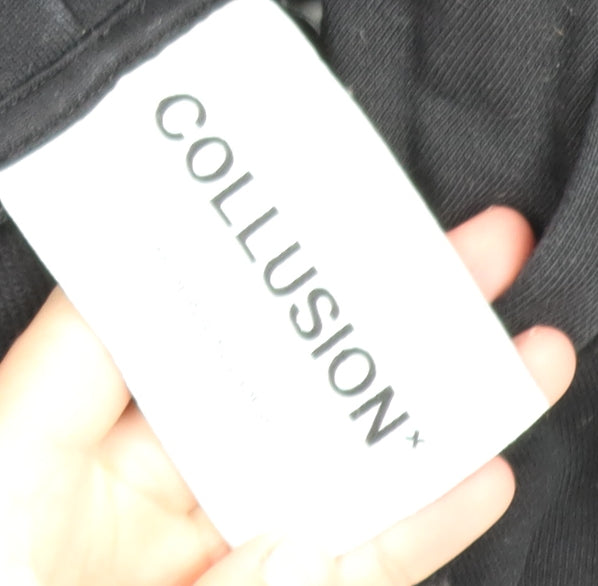 Collusion Men's Black Graphic Print Pullover Hoodie Size S