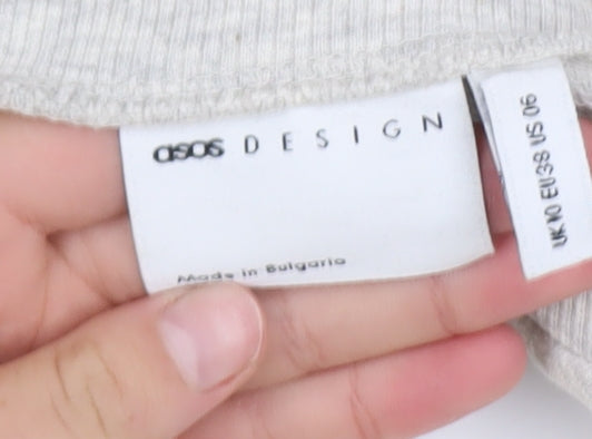 ASOS Design Women's Grey Cropped Pullover Sweatshirt Size 10