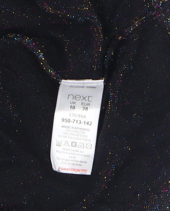 Next Womens Black Sparkle Knit Pullover Jumper Size 10