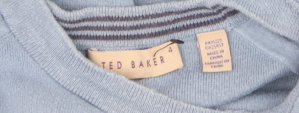 Ted Baker Men's Blue Cotton Crew Neck Pullover Jumper L