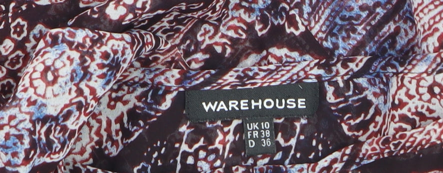 Warehouse Women's Multicoloured Paisley Short Sleeve Shift Dress UK 10