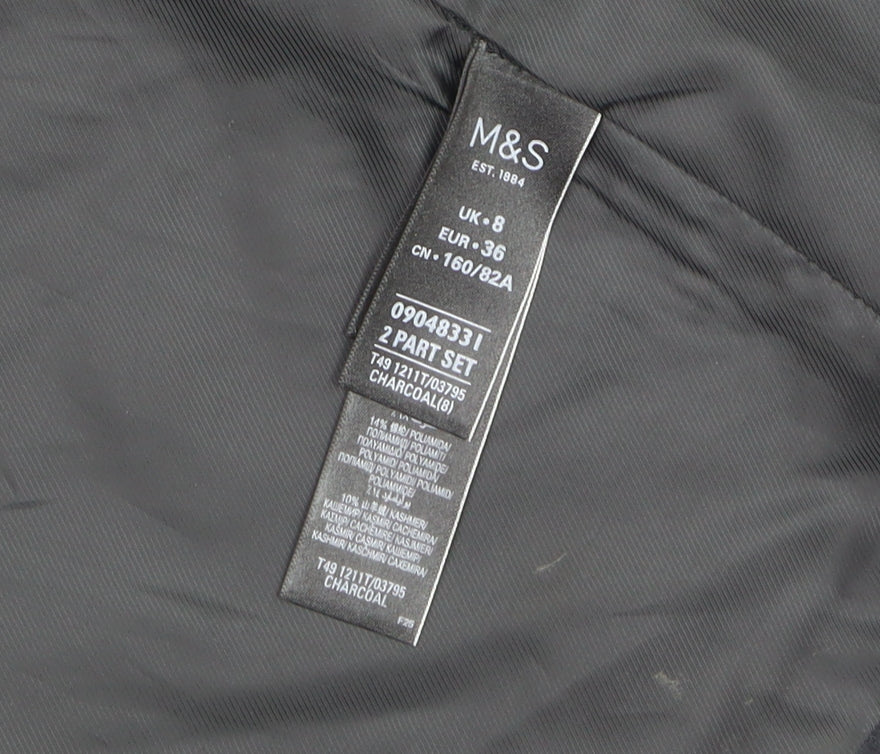 Marks & Spencer Autograph Women’s Charcoal Wool Cashmere Long Coat Size 8