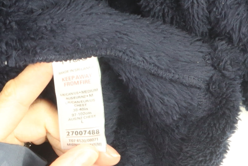 Marks & Spencer Men's Navy Blue Fleece Robe Medium Belted Soft Warm