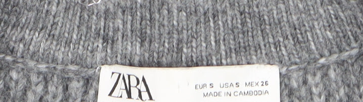 Zara Women Grey Wool Blend Henley Jumper Size S