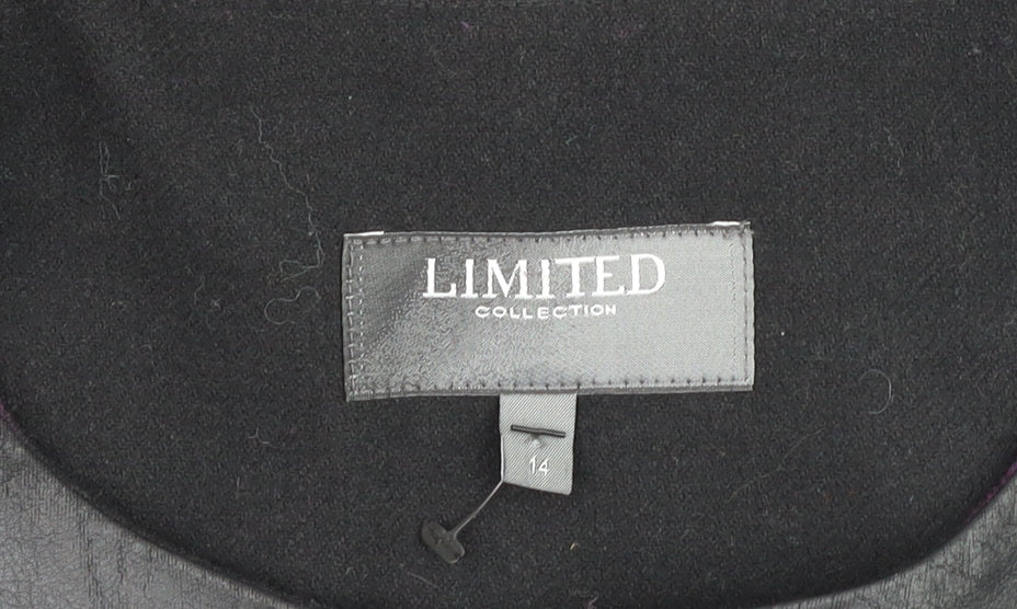 Marks & Spencer Limited Collection Women's Black Purple Checked Wool Coat UK 14