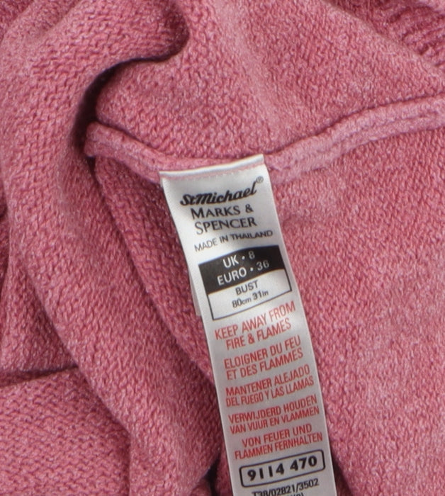 Marks & Spencer Women Pink V-Neck Long Sleeve Pullover Jumper UK 8