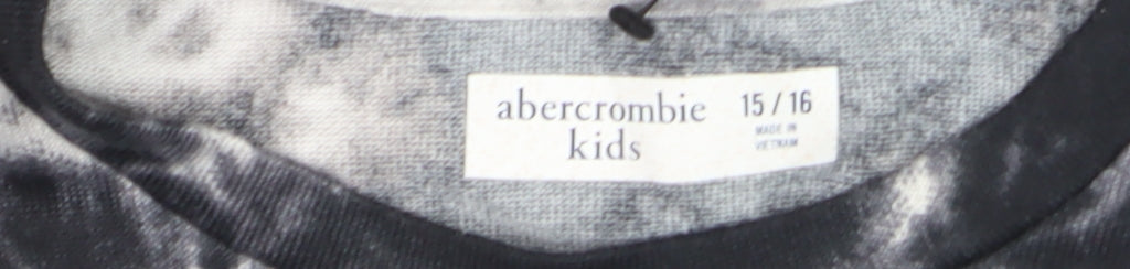 Abercrombie & Fitch Kids Boys Black Tie-Dye Long Sleeve Cotton T-Shirt 15-16 Years