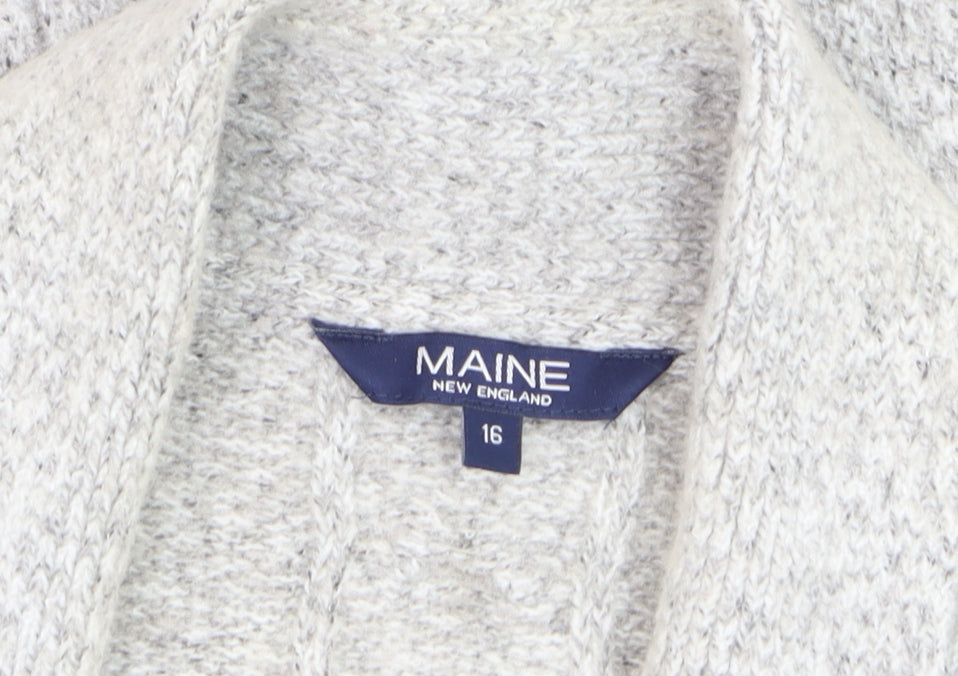 Maine New England Women’s Grey Cable-Knit Cardigan Size 16