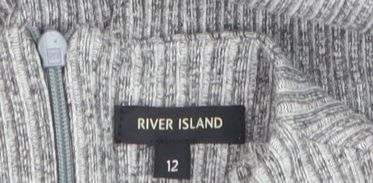 River Island Women’s Grey Ribbed Bodycon Dress Size 12