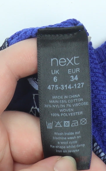 Next Women’s Blue Tunic Blouse UK 6 Long Sleeve Cotton Blend