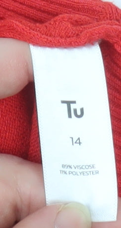 Tu Women’s Red Mock Neck Long Sleeve Knit Top Size 14