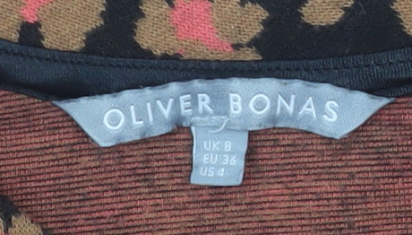Oliver Bonas Women's Brown Black Floral Animal Print Pullover Sweatshirt UK 8