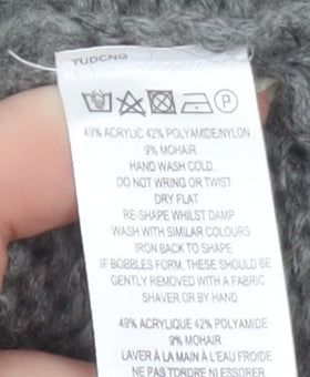 French Connection Women Grey Mock Neck Chunky Knit Jumper Size S