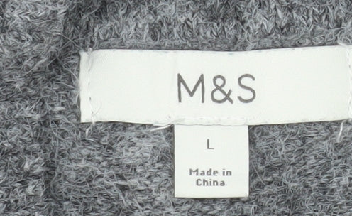 Marks & Spencer Women's Grey Wool Blend Mock Neck Jumper L