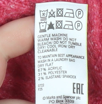 Marks & Spencer Womens Pink 1/2 Zip Ribbed Pullover Sweater Size S