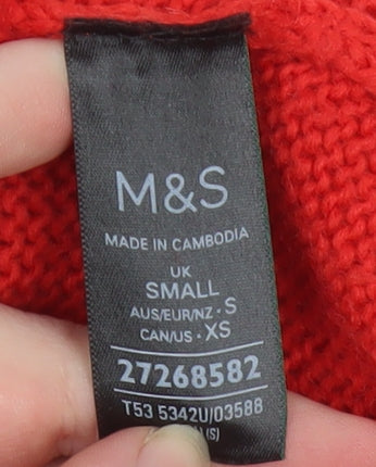 Marks & Spencer Women's Red Wool Blend Crew Neck Jumper Size S