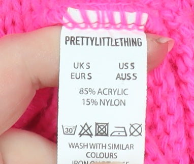 PrettyLittleThing Women's Pink Roll Neck Knitted Jumper Size S
