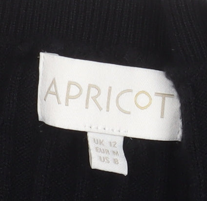 Apricot Womens Black Cable Knit Crew Neck Jumper Size 12