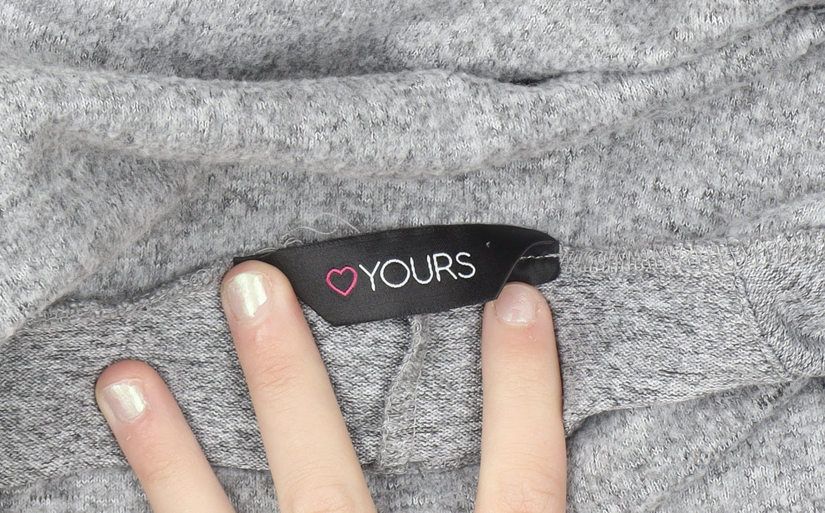 Yours Women Grey Long Sleeve Cowl Neck Pullover Sweatshirt Size 22-24