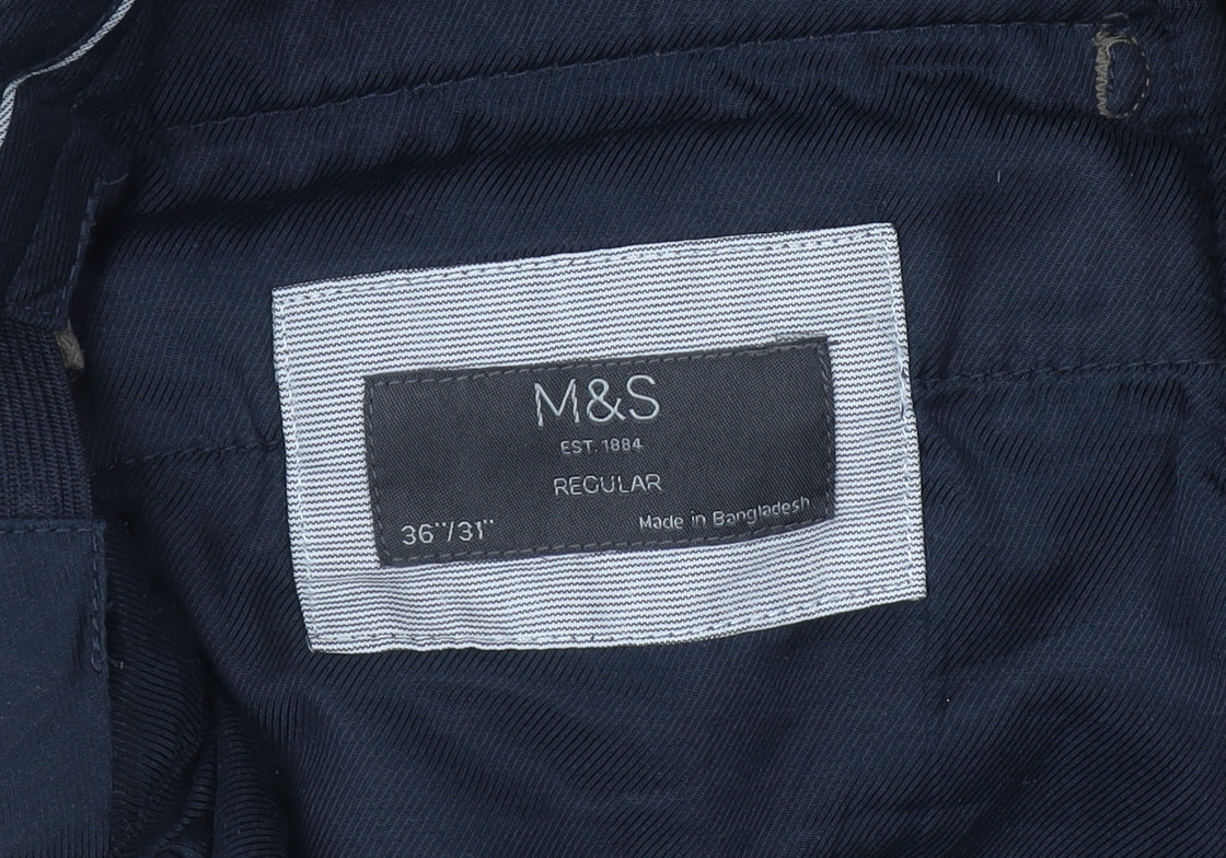 Marks & Spencer Men's Brown Regular Fit Chino Trousers 36W 31L