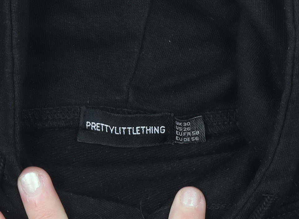 PRETTYLITTLETHING Women Black Size 20 Pullover Hoodie Worldwide Graphic