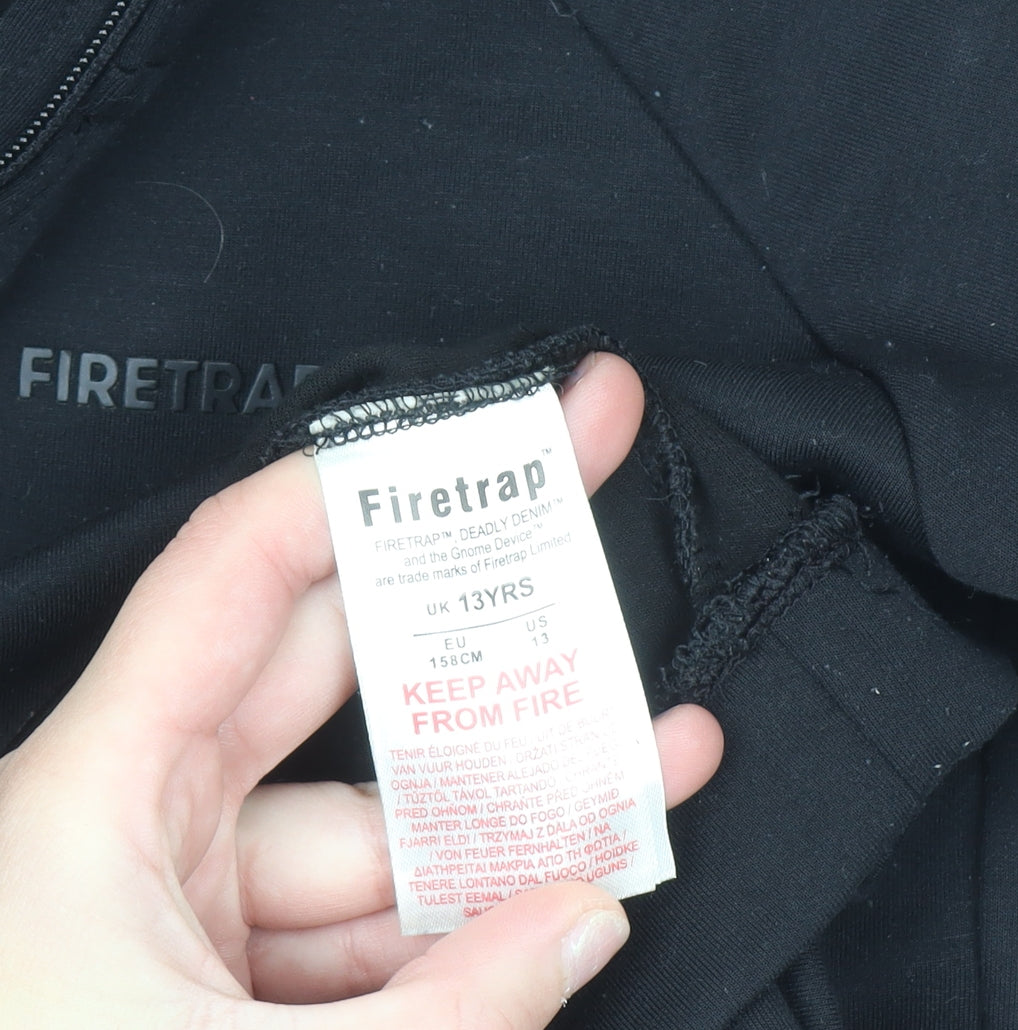 Firetrap Boys Black 13 Years 1/2 Zip Hooded Sweatshirt