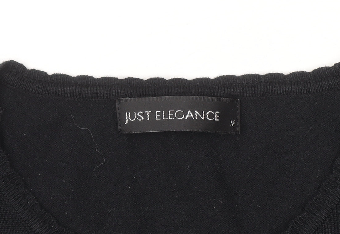 Just Elegance Womens Black Beaded Knit Pullover Jumper Medium
