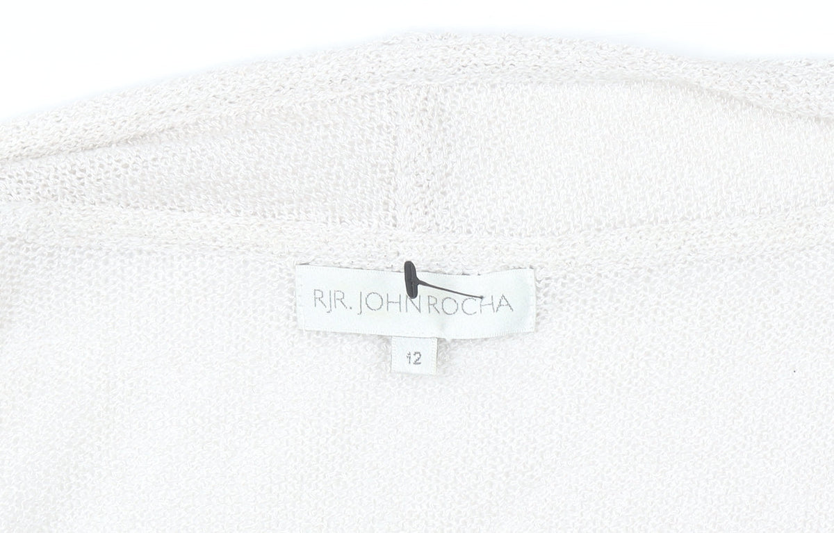 RJR.John Rocha Women's Beige Open Knit Cardigan Size 12