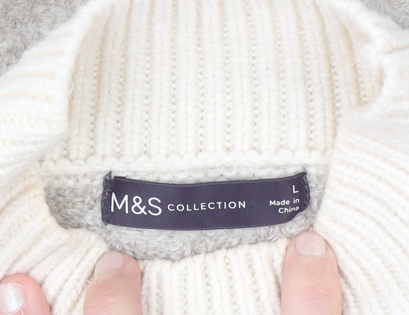 Marks and Spencer Women Beige Roll Neck Knit Jumper Size L