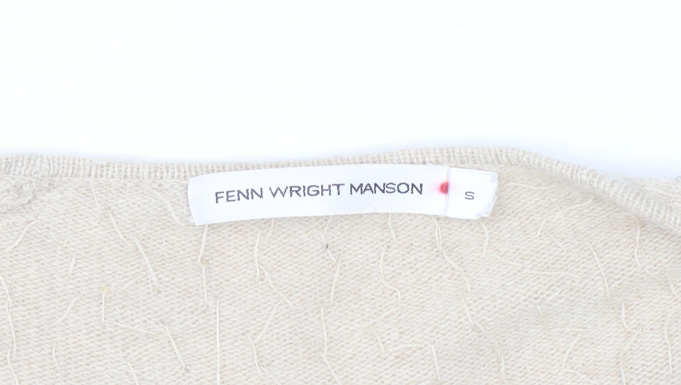 Fenn Wright Manson Women Beige Sequin Angora Wool Cardigan S