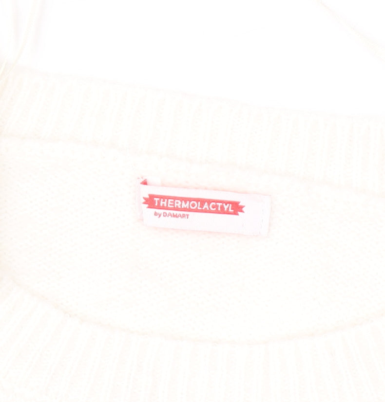 Damart Women Ivory Fair Isle Crew Neck Pullover Jumper L Wool Blend