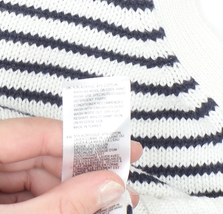 White Stuff Women's Blue Striped Sleeveless Knit Vest Jumper UK 8