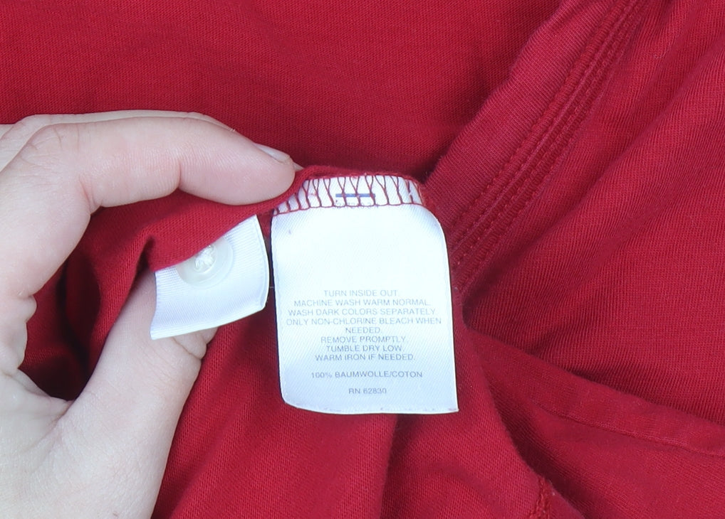 Lands' End Women's Red Button-Up Long Sleeve Cotton Top Size M