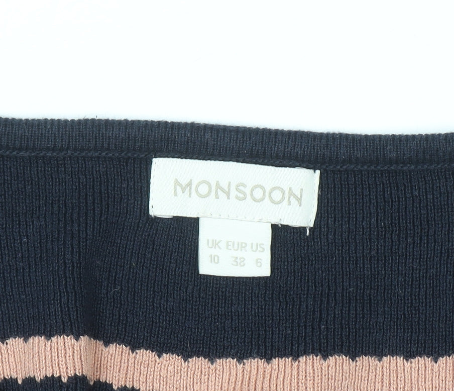 Monsoon Women's Multicoloured Stripe Knit A-Line Dress Size 10