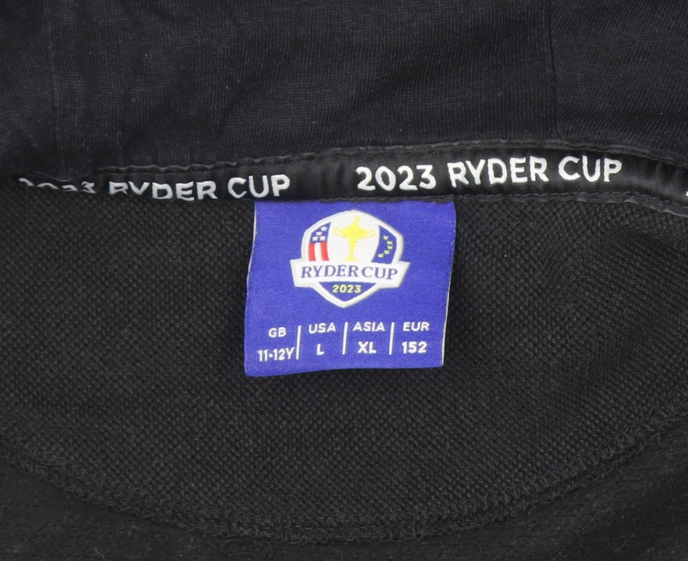 Ryder Cup Boys Black Full Zip Hoodie 11-12 Years Cotton Blend