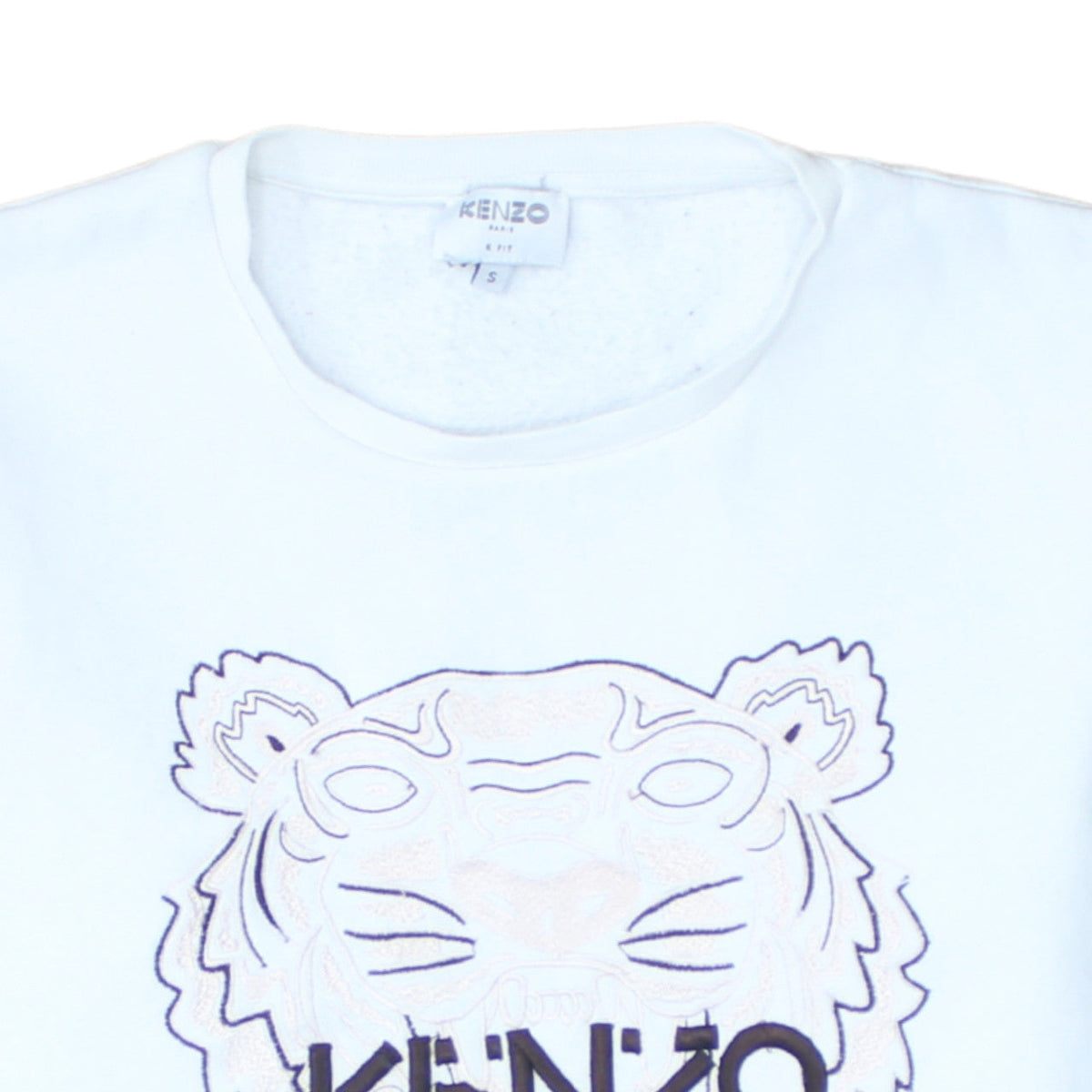 Kenzo Men White Embroidered Tiger Sweatshirt S Regular Fit