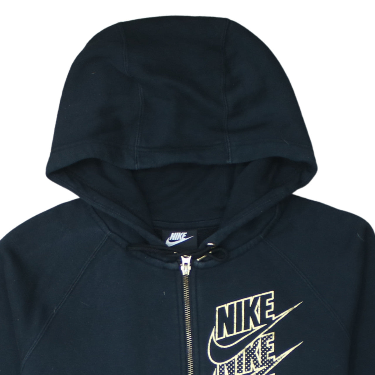 Nike Womens Black XS Full Zip Hoodie Sweatshirt Cotton Blend