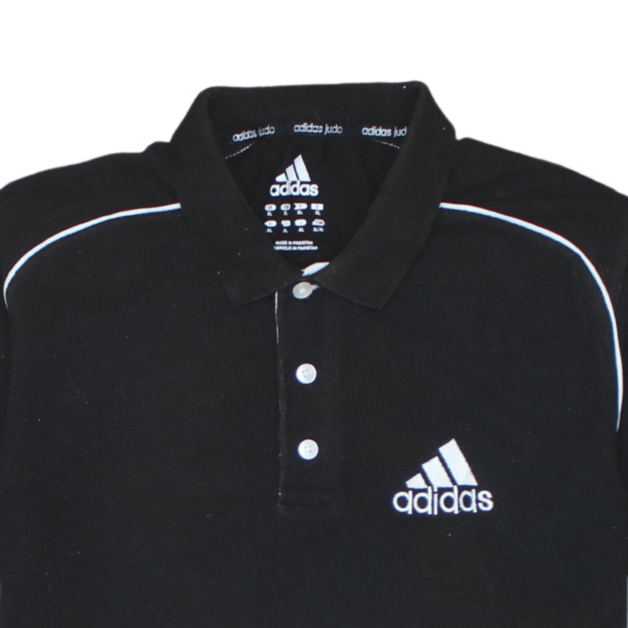 Adidas Men's Black XL Polo Shirt Judo Logo 3-Stripes Sports Top