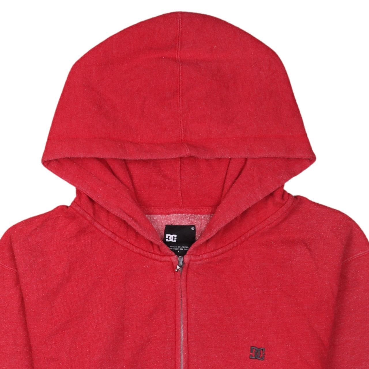 DC Boys Red Full Zip Hoodie Size L Cotton Blend Casual Sweatshirt