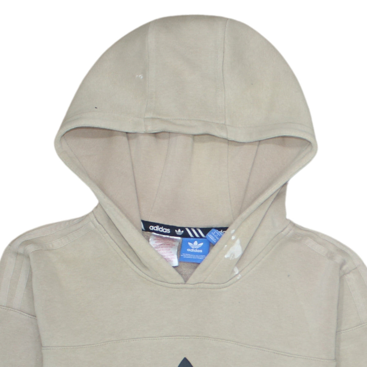 Adidas Boys Beige Hooded Pullover Hoodie XL 15-16 Years Logo Print