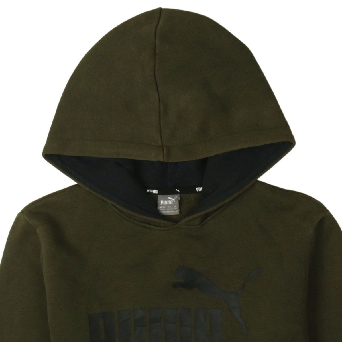 Puma Boys Khaki Green Pullover Hoodie 13-14 Years Logo Sweatshirt