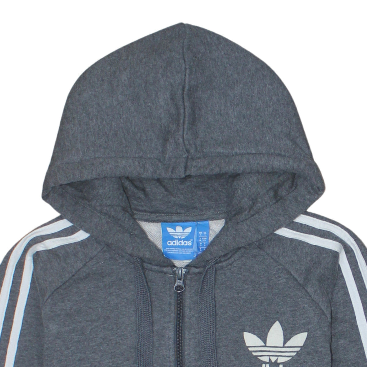 adidas Men's Grey Full Zip Hoodie S Classic 3-Stripes Logo