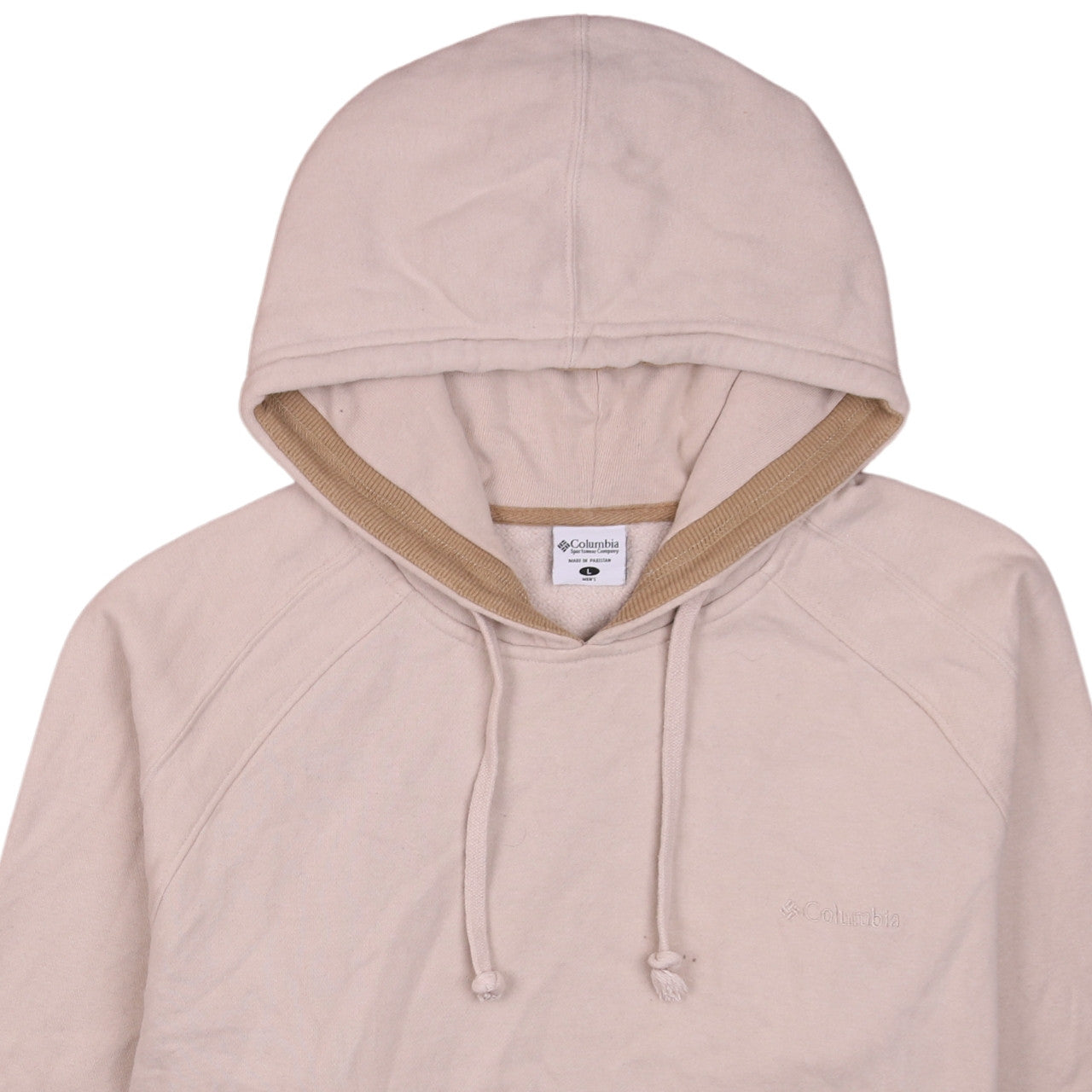 Columbia Men's Beige Large Pullover Hoodie Cotton Blend Casual