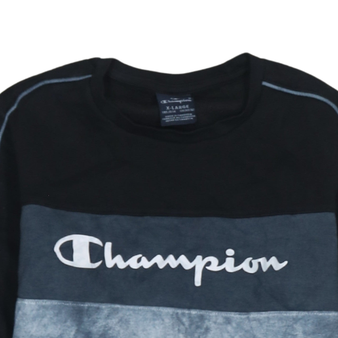 Champion Boys Black Blue Tie Dye Sweatshirt XL 13-14 Years Pullover Crew Neck