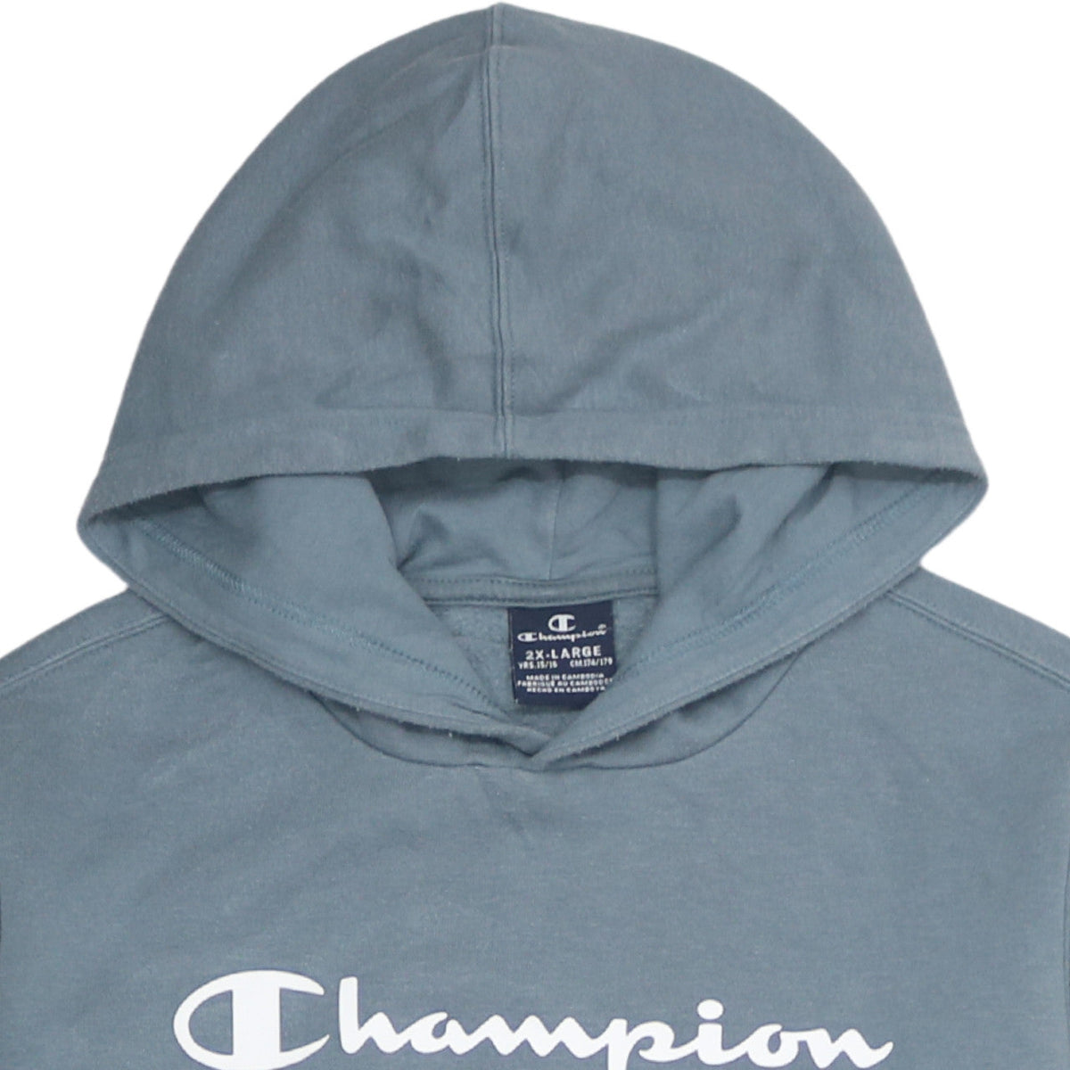 Champion Boys Blue Pullover Hoodie 2XL 15/16 Years Logo Fleece Lined