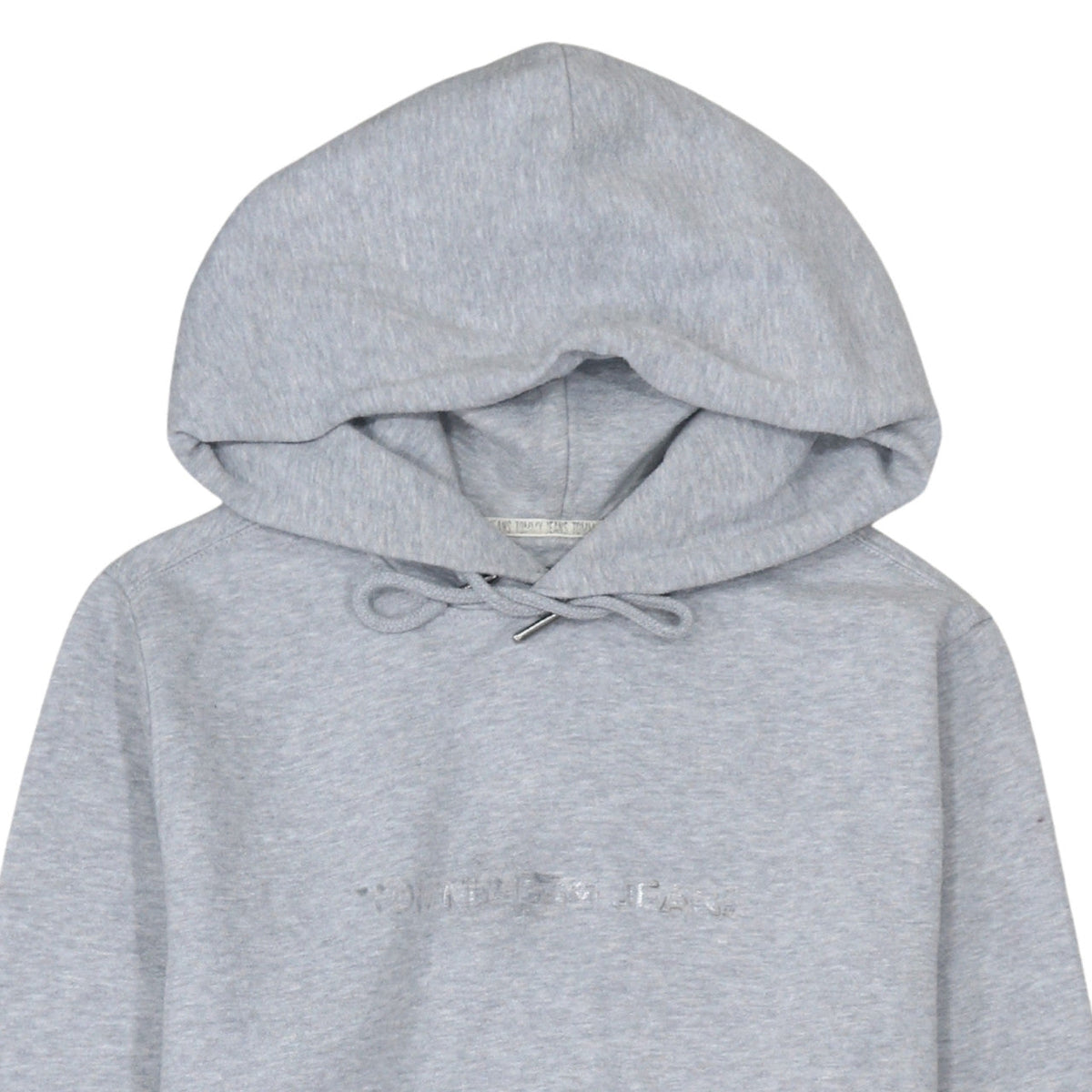 Tommy Jeans Men Grey Pullover Hoodie L Classic Logo Cotton Blend