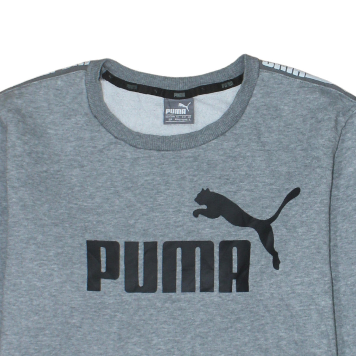 Puma Men's Grey Small Logo Sweatshirt Crew Neck Long Sleeve